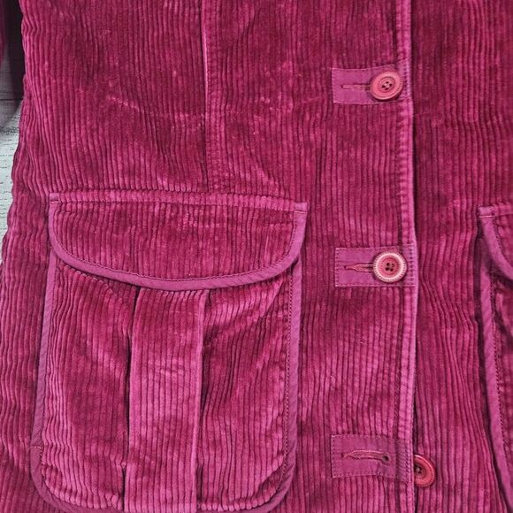 LL Bean Jacket Womens Small Red Corduroy Button Down Pockets - Picture 7 of 9